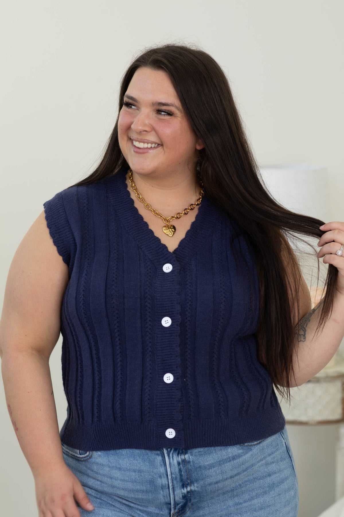 Soft Horizon Cable Knit Button Vests