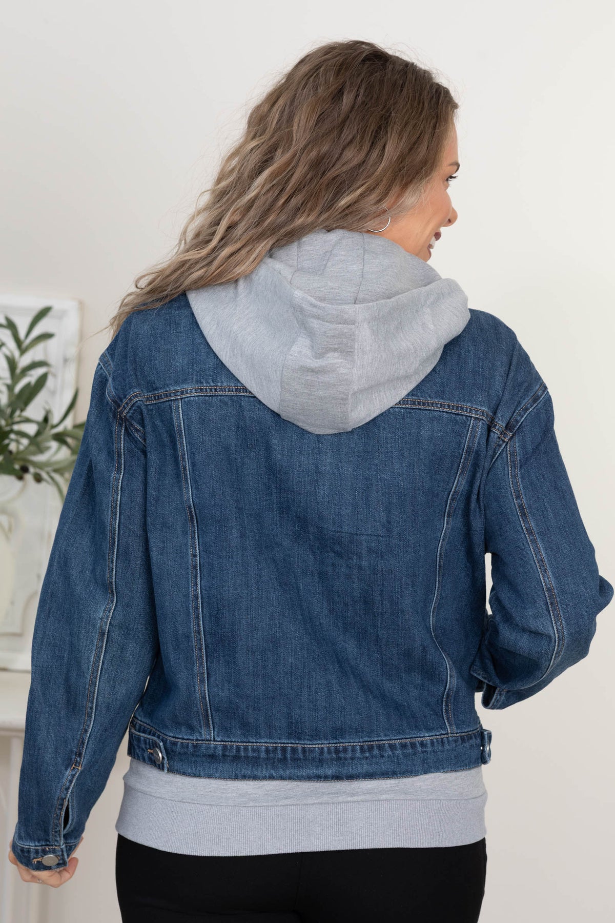 Risen Dark Wash Oversized Hoodie Denim Jacket