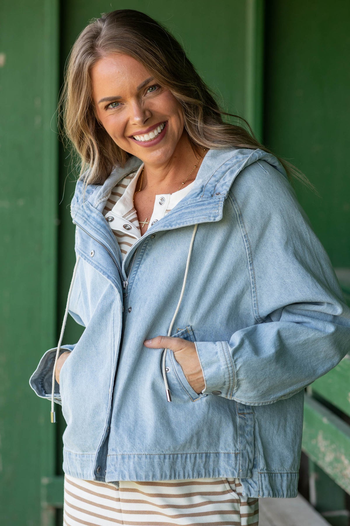 Risen Light Raglan Sleeve Jacket With Hoodie- 100% Cotton