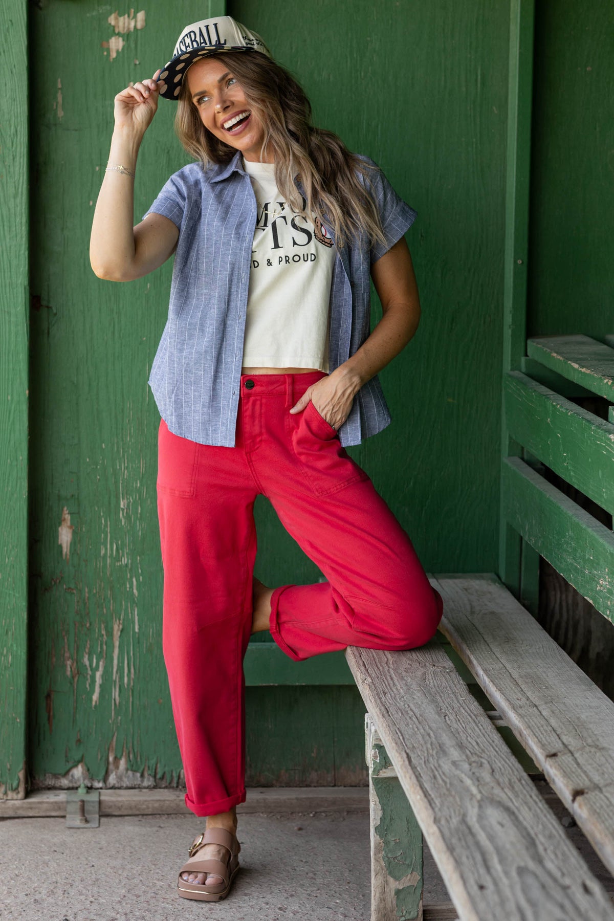 Baseball Calm Your Mitts Cropped Tee- 100% Cotton