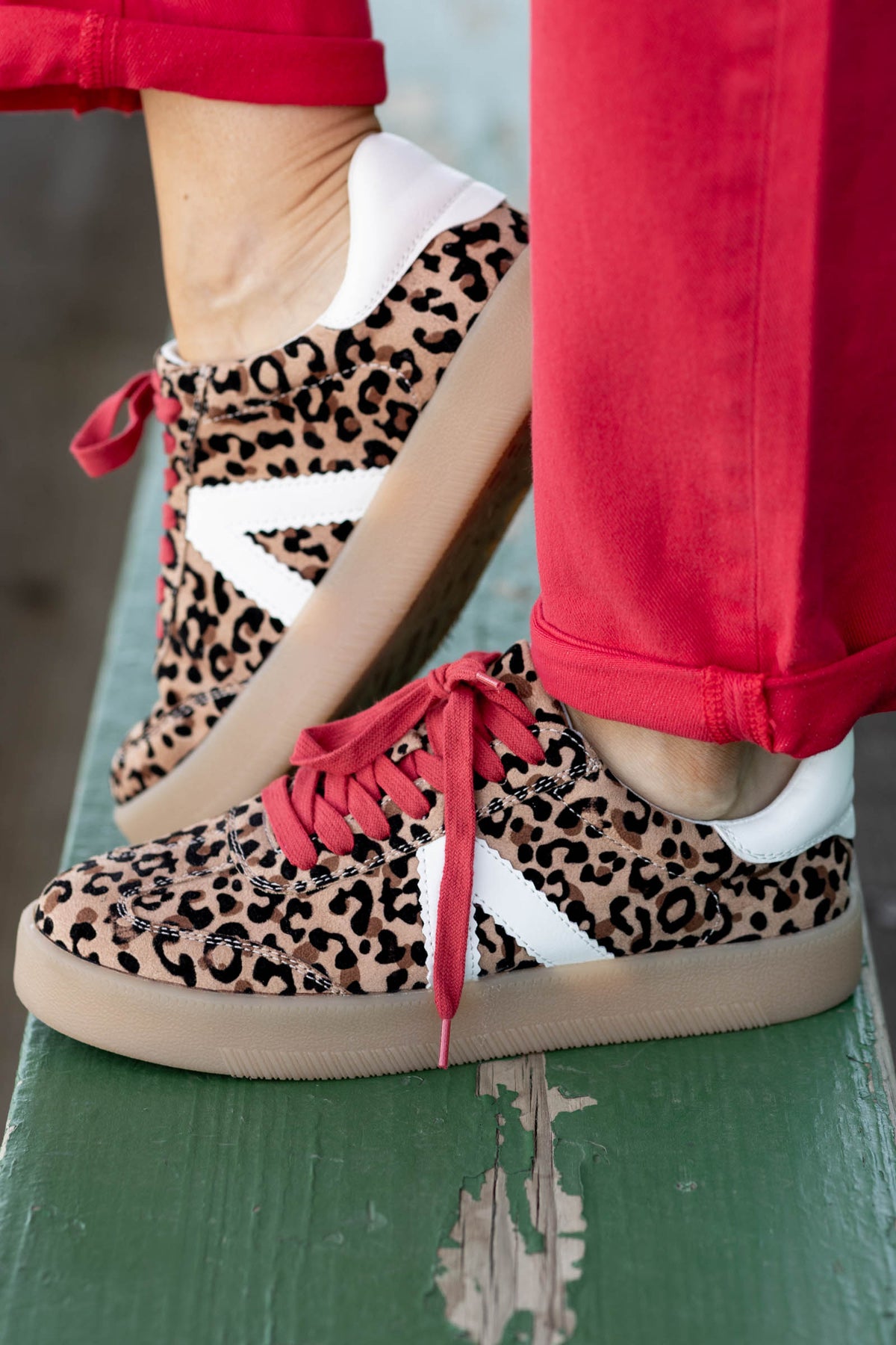 MIA Leopard Print With Red Laces Sneakers