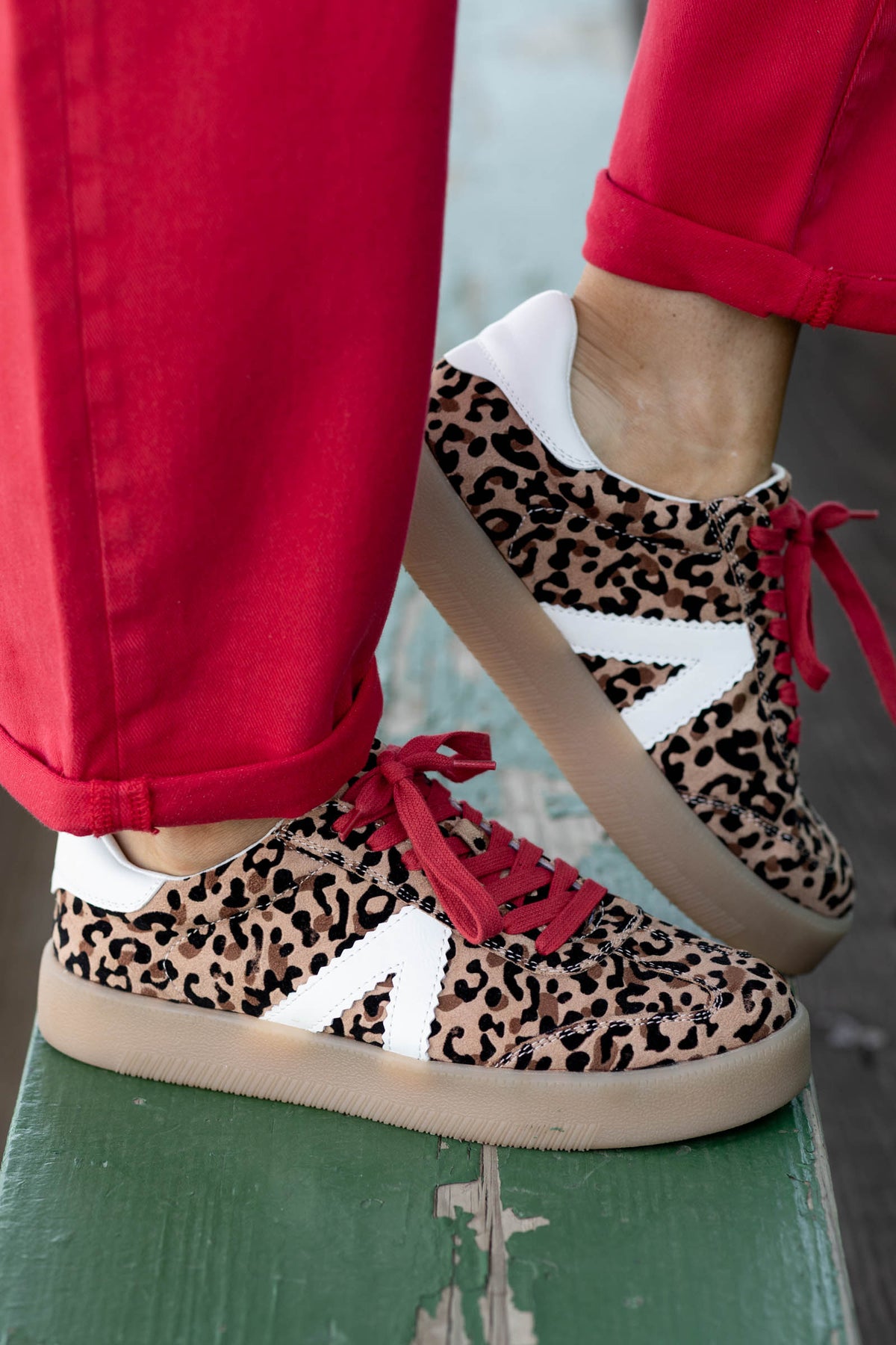 MIA Leopard Print With Red Laces Sneakers