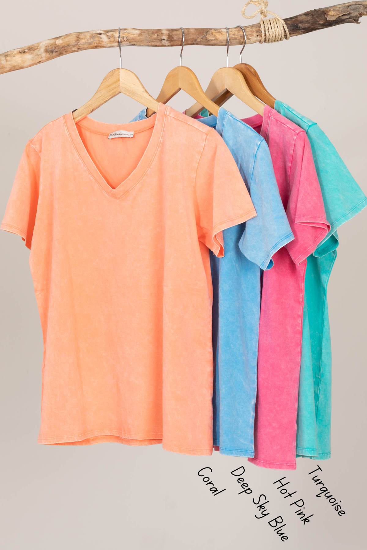 Washed Short Sleeve V-Neck Knit Tops
