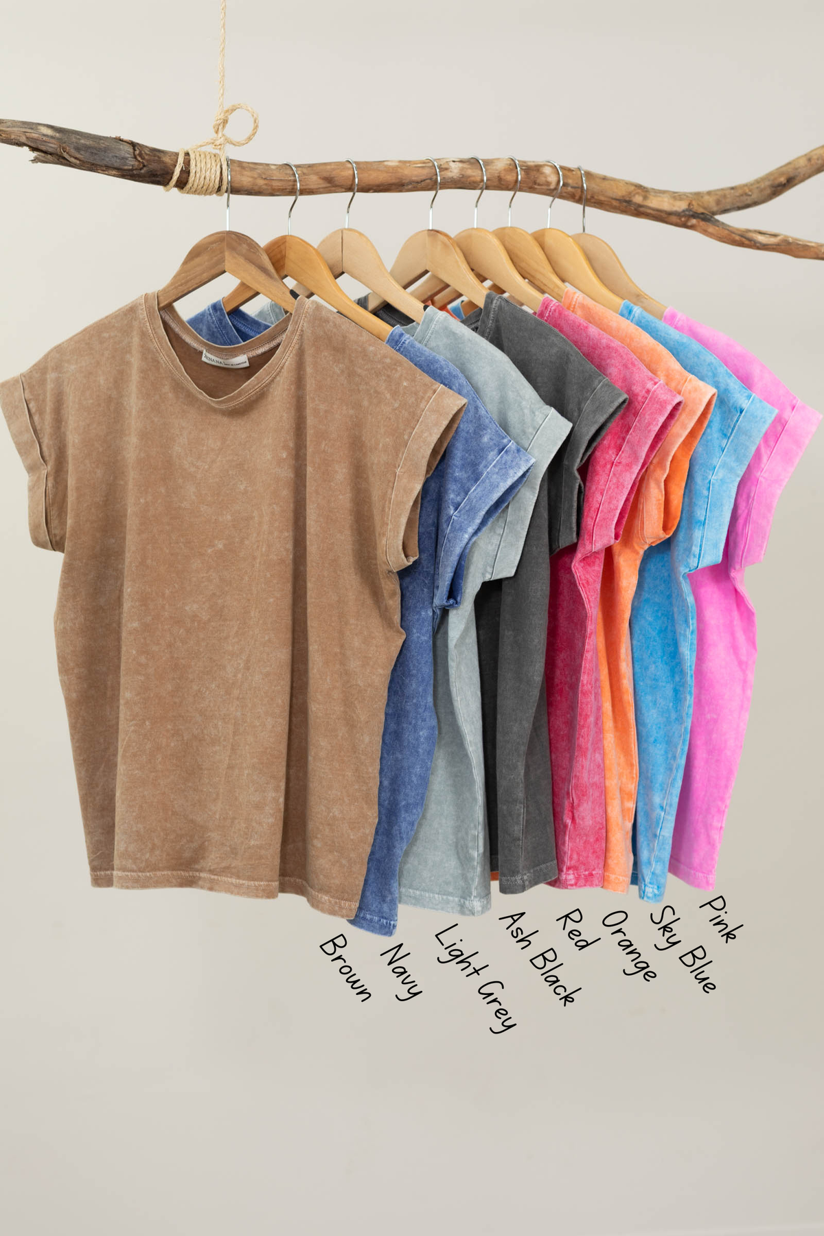 Halo Washed Cuffed Short Sleeve Knit Tees- 100% Cotton