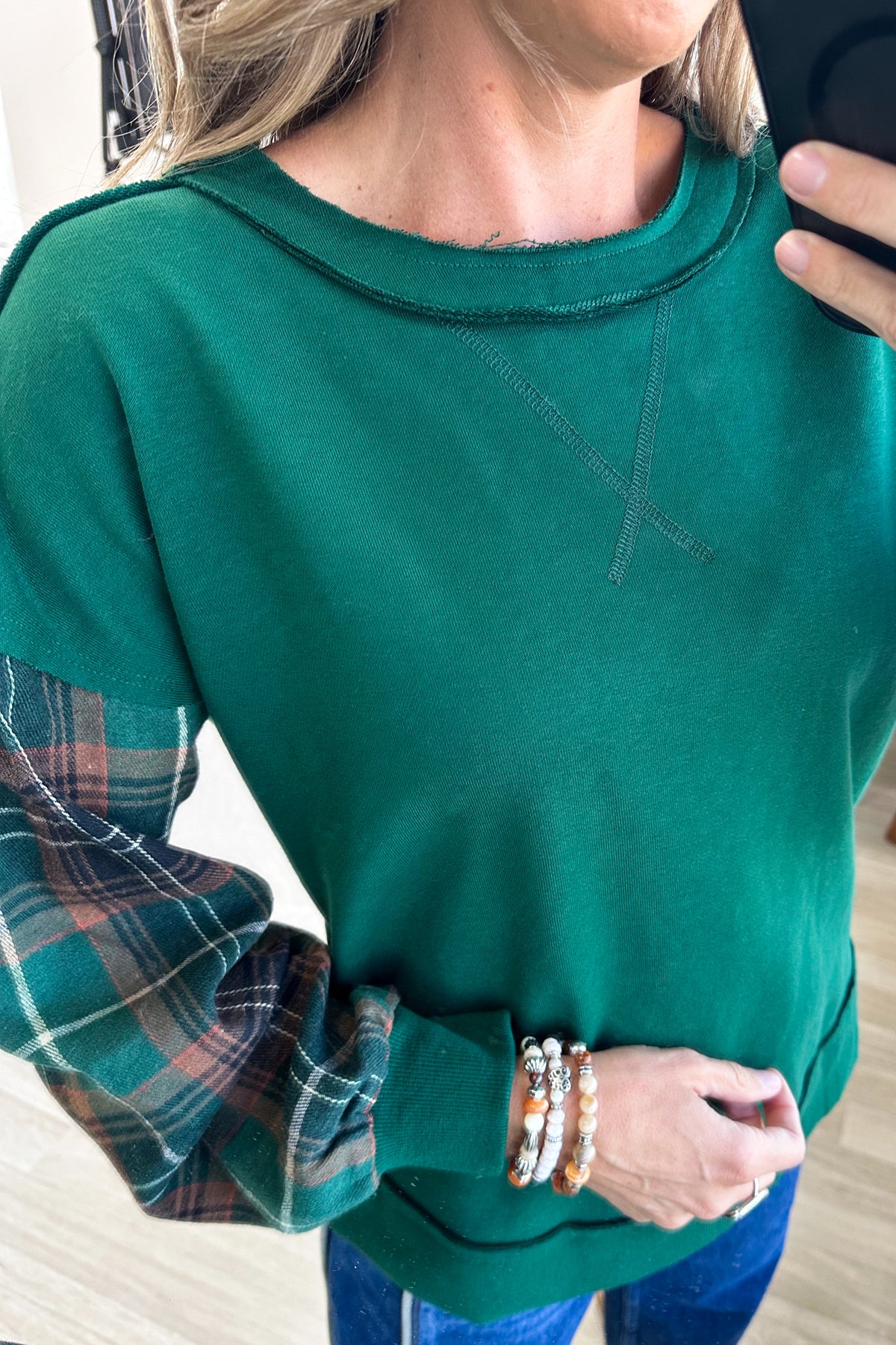 Staccato Side Slit French Terry Mix Top