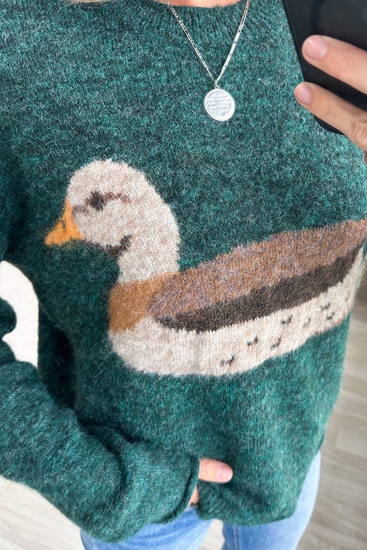 Emerald Green Cozy Mallard Duck Sweater