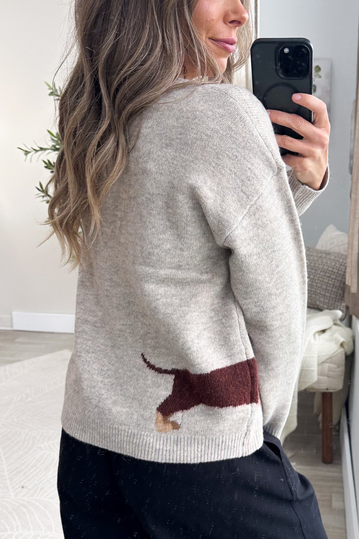 Staccato Oatmeal Weenie Dogs Button Up Cardigan