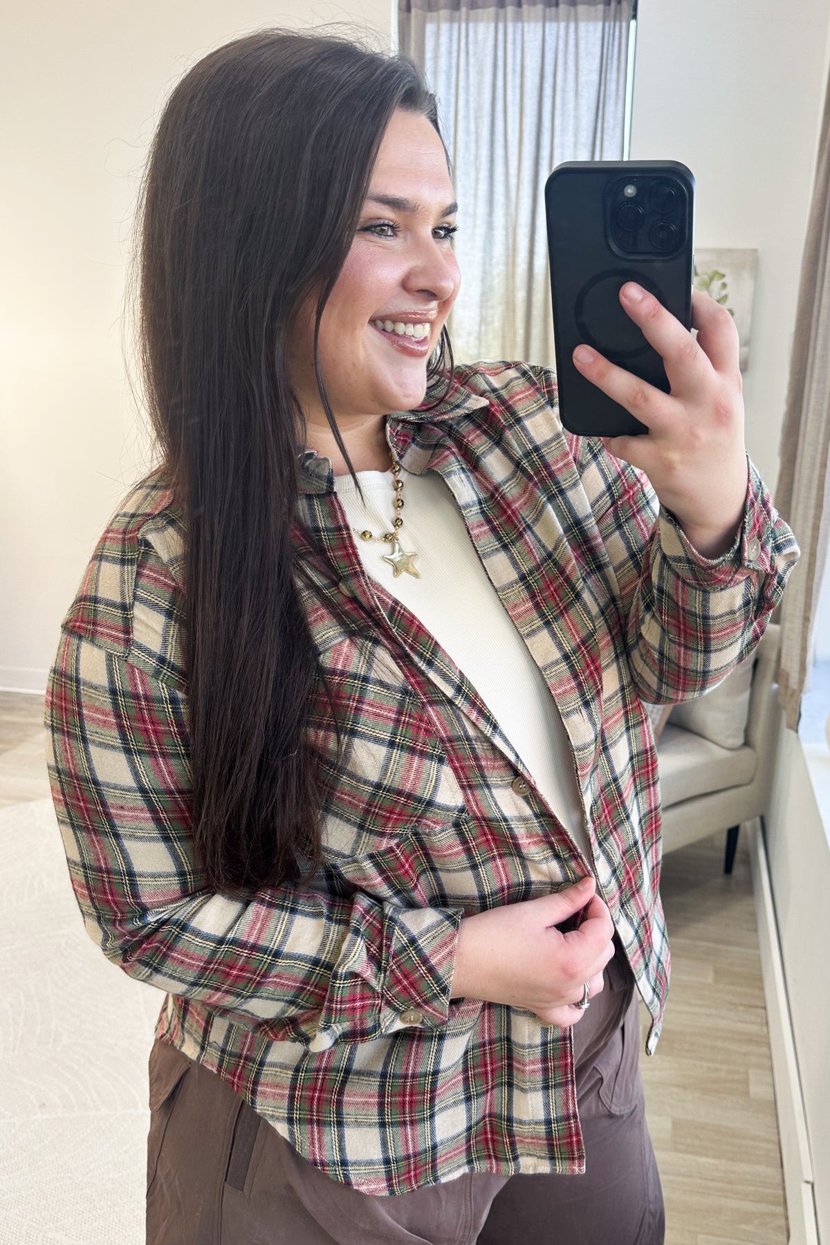 Staccato Taupe Flannel Shirt