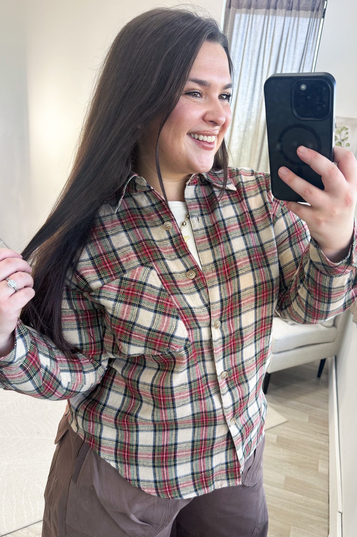 Staccato Taupe Flannel Shirt