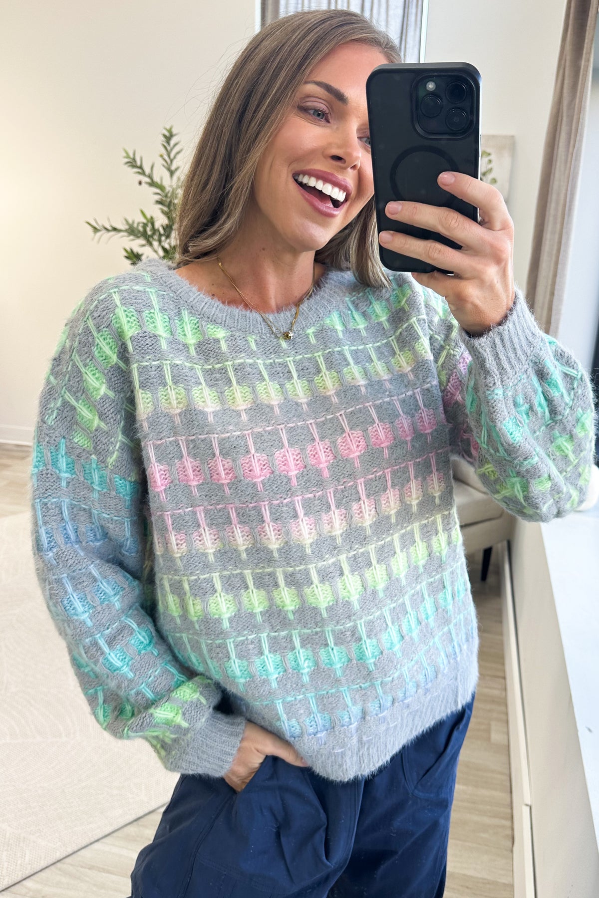 Grey Multicolor Ombre Sweater