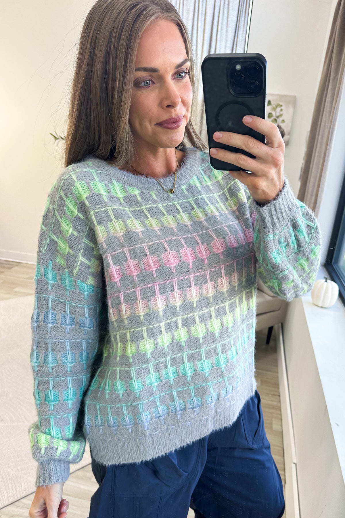 Grey Multicolor Ombre Sweater