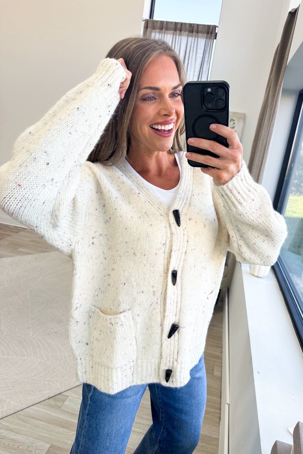 Cream Confetti Knit Cardigan