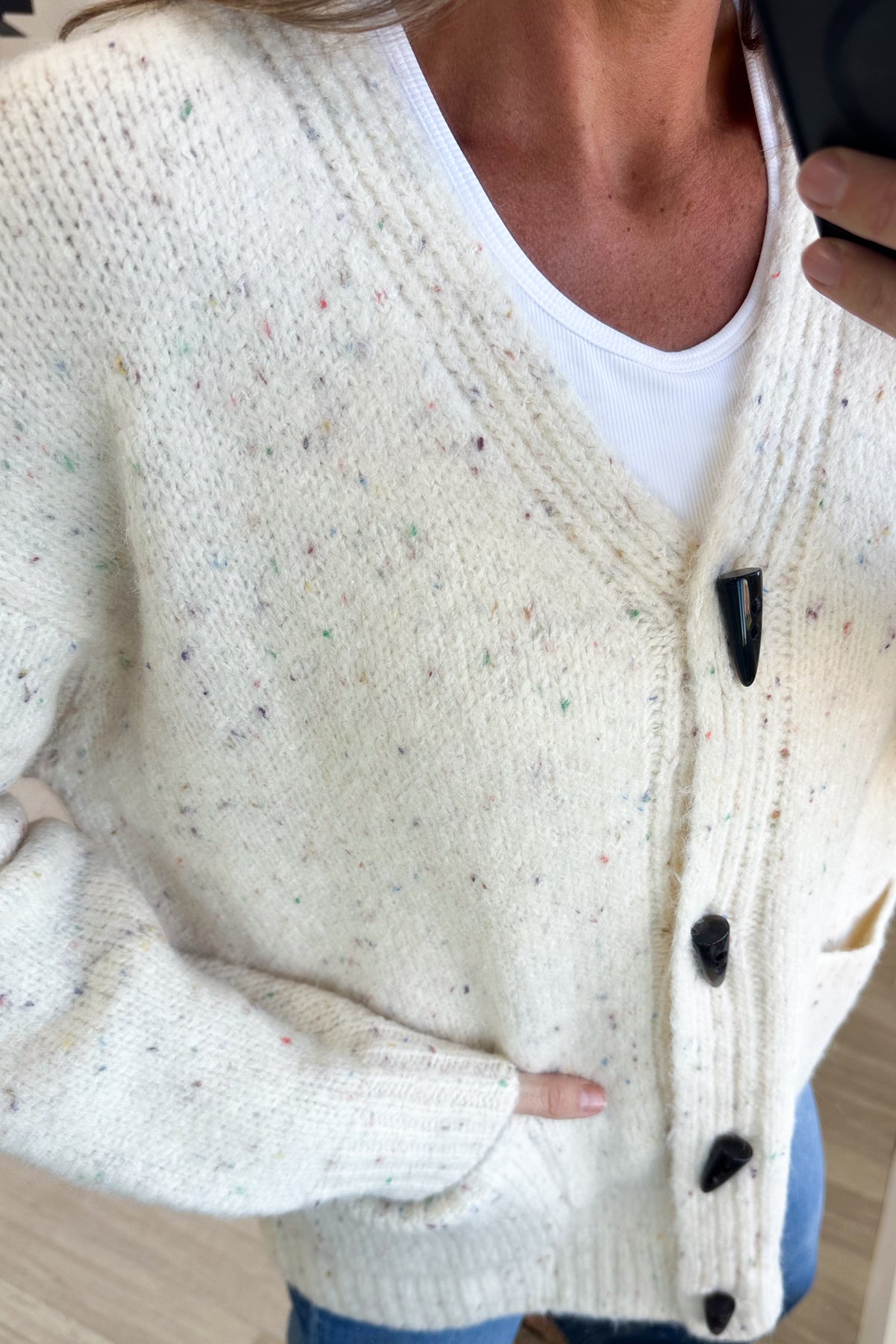 Cream Confetti Knit Cardigan