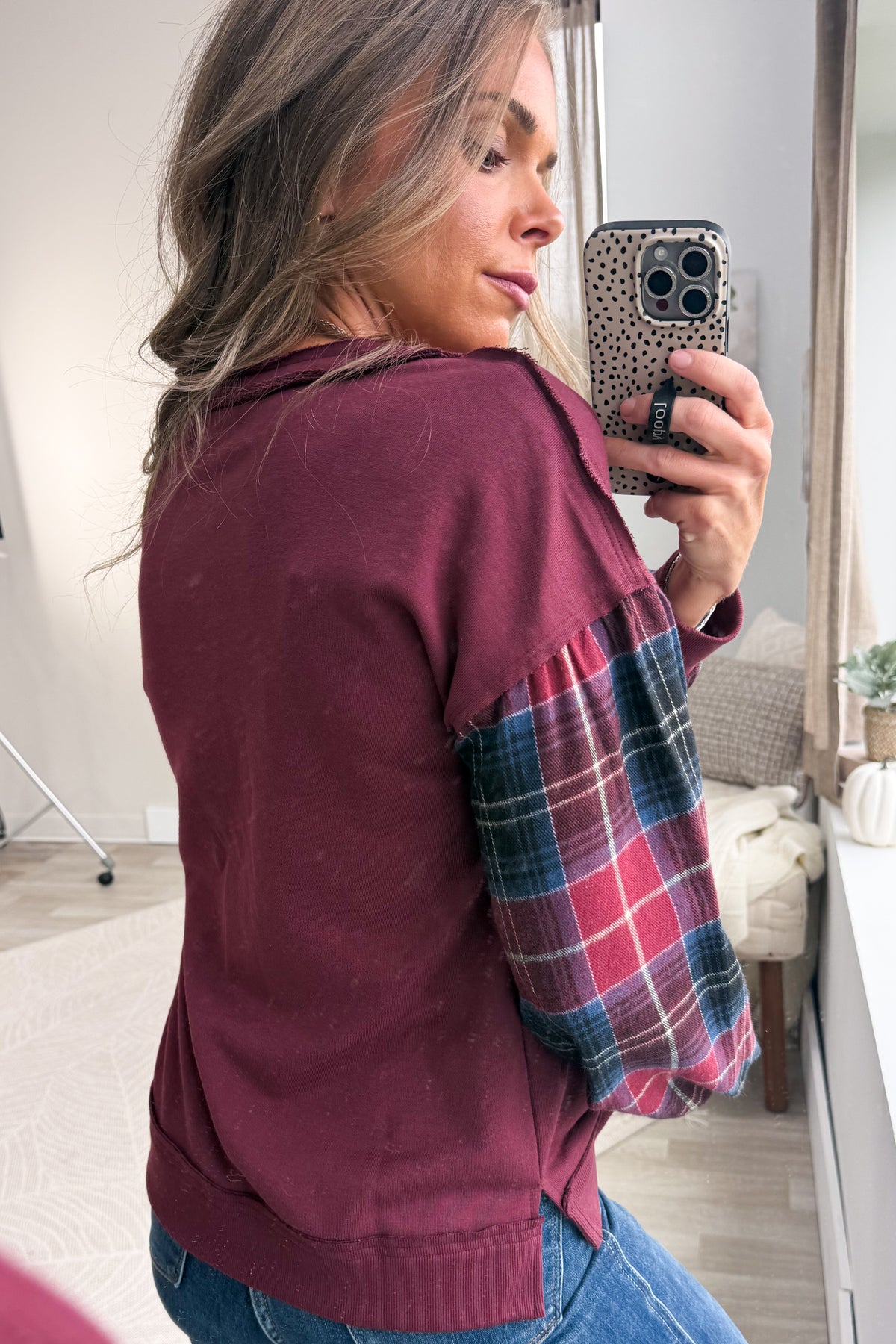 Staccato Side Slit French Terry Mix Top