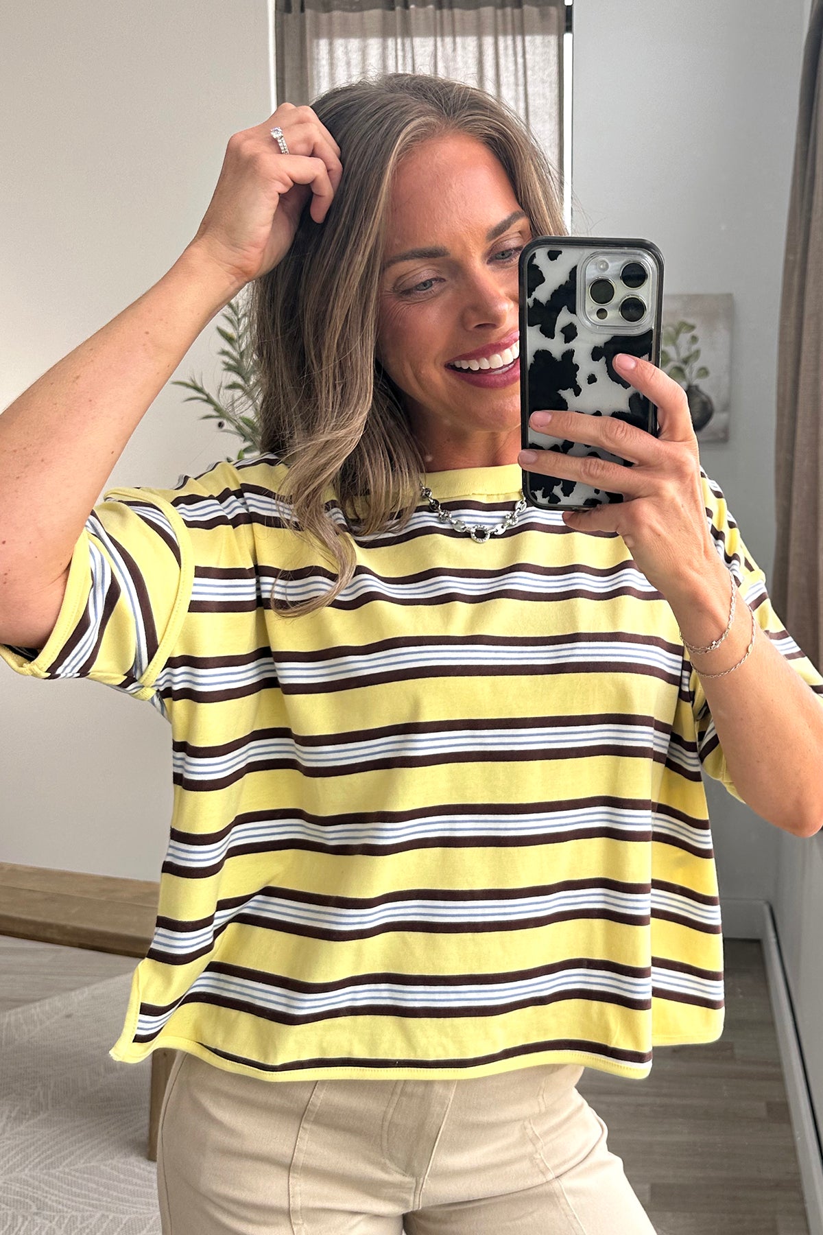 Ribbed Sunset Stripe Pullover Knit Top
