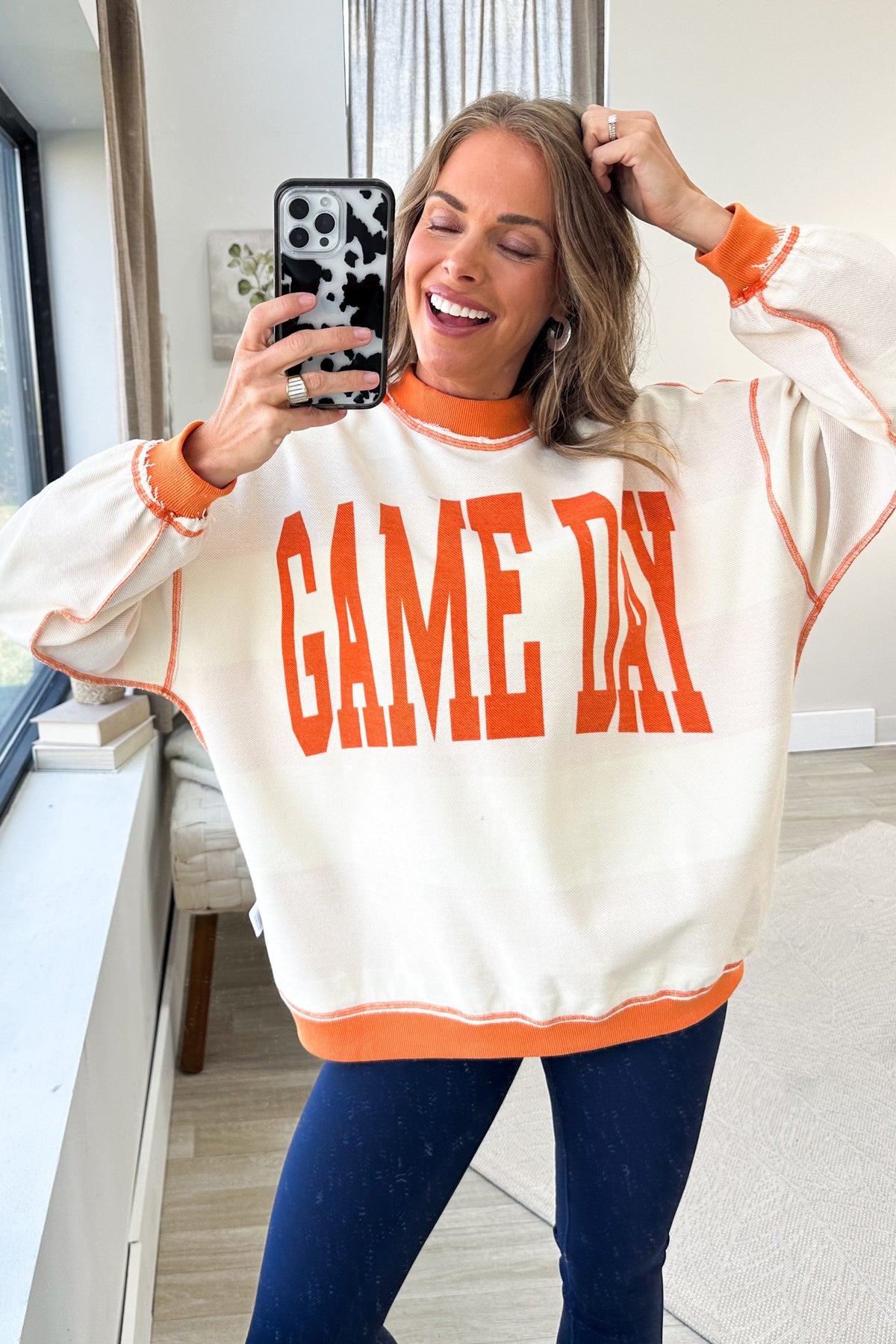 Game Day Reversible Football Mock Neck Sweatshirt