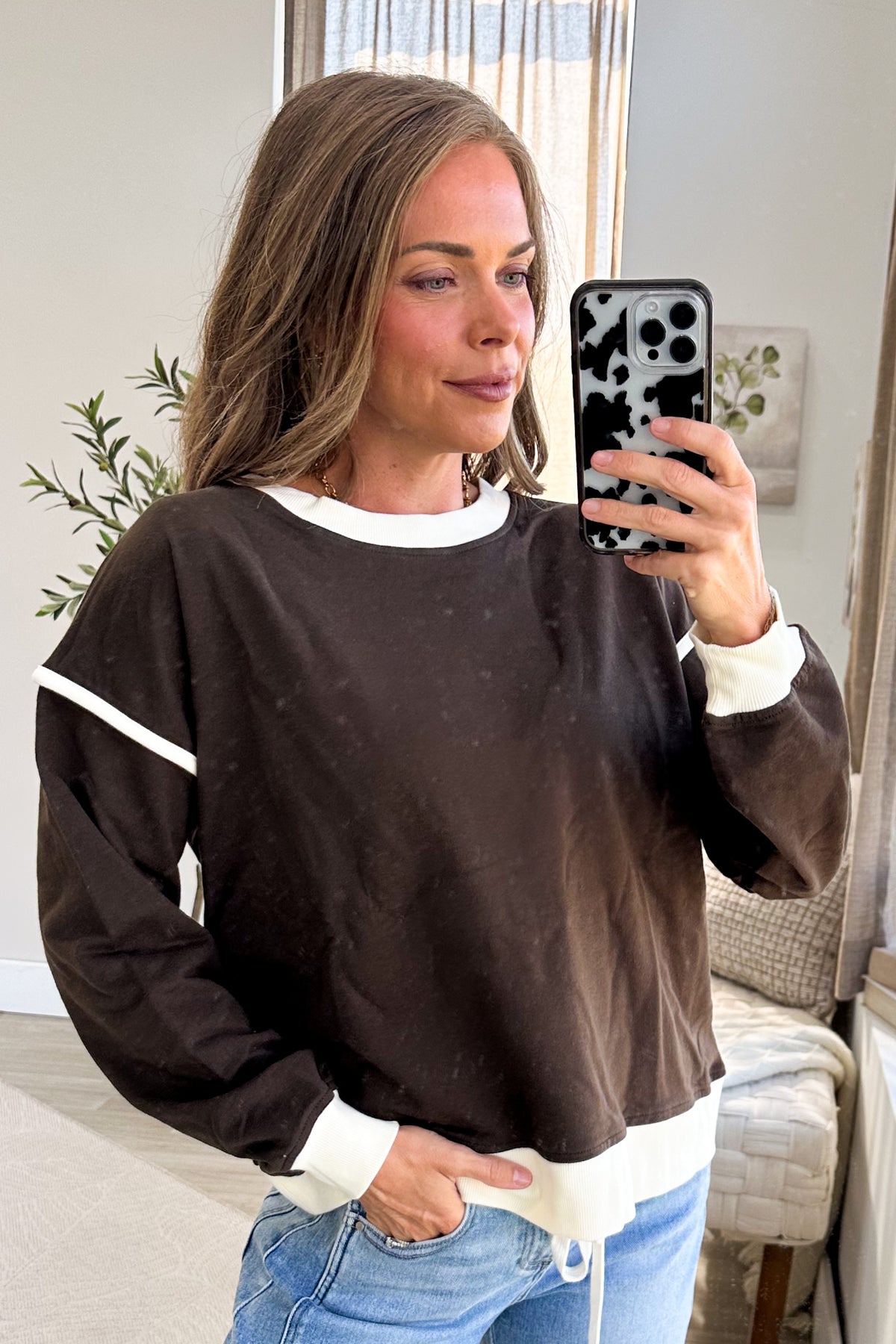 French Terry Drop Shoulder Knit Pullover