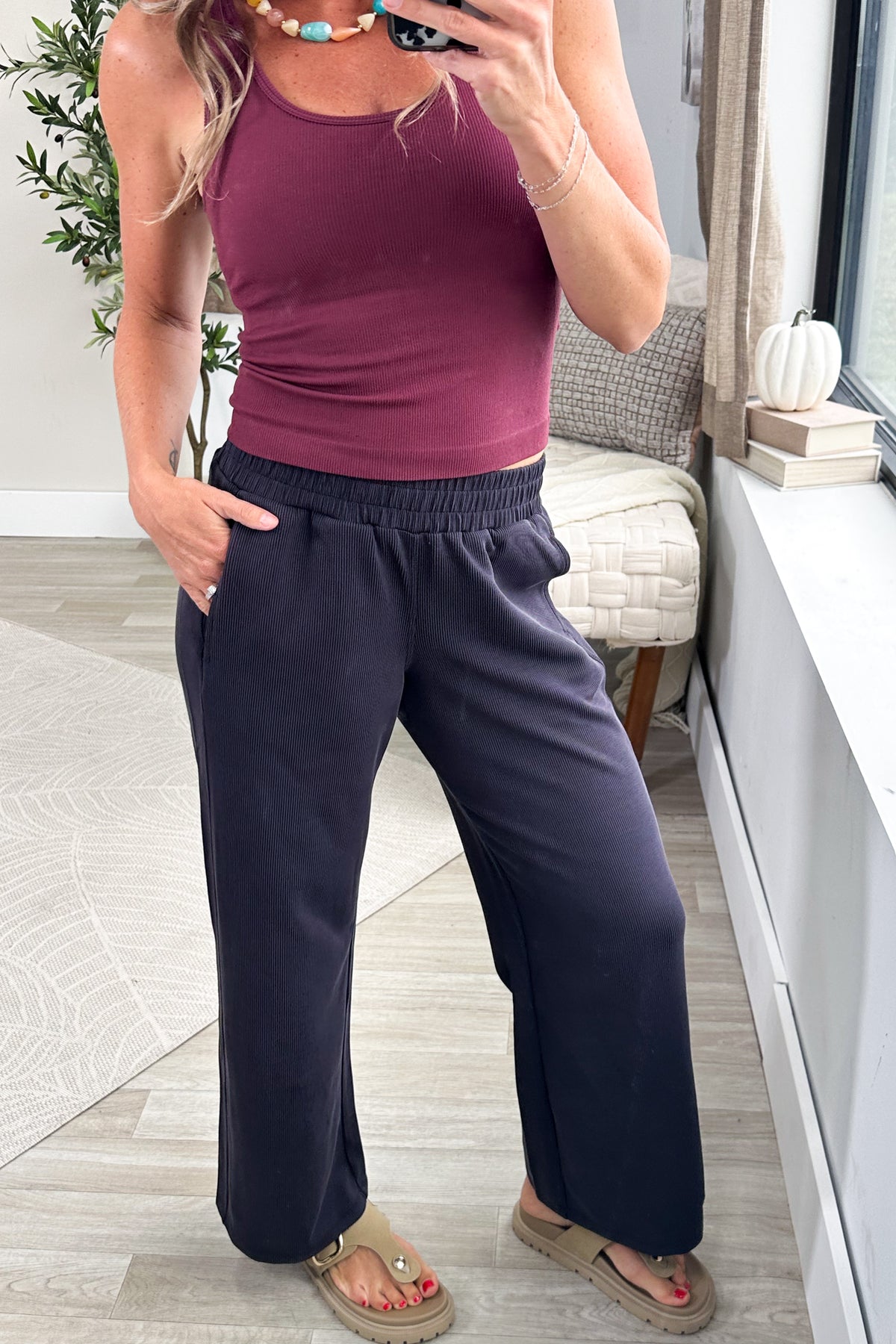 Luxe Ribbed Wide Leg Pants