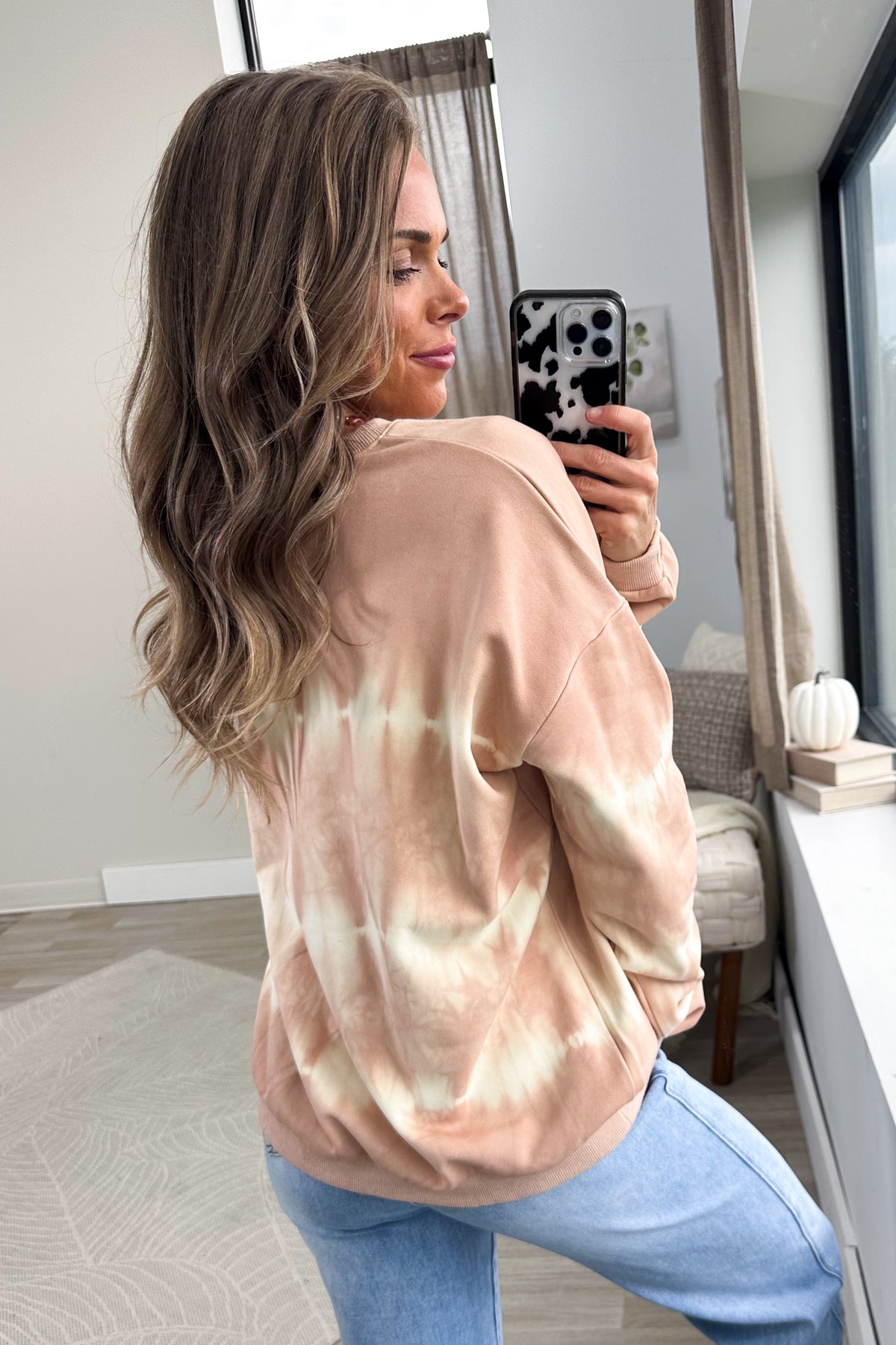 Dusty Peach Tie Dye Pullover Sweater