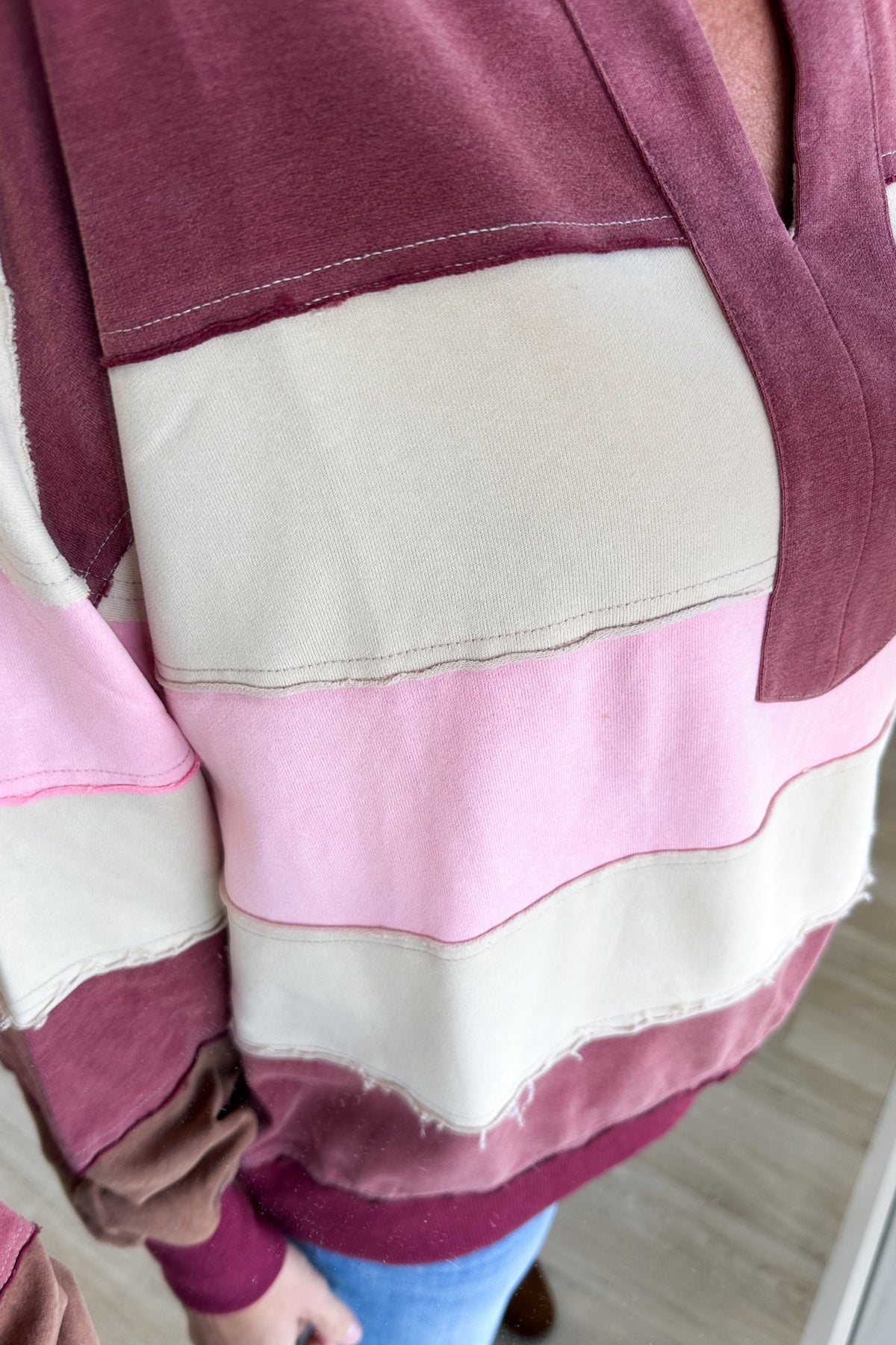 Berry Rugby Striped Colorblock Pullover