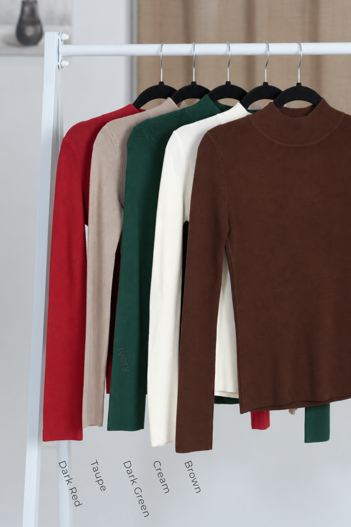 Ribbed Mock Neck Long Sleeve Knit Sweater Top