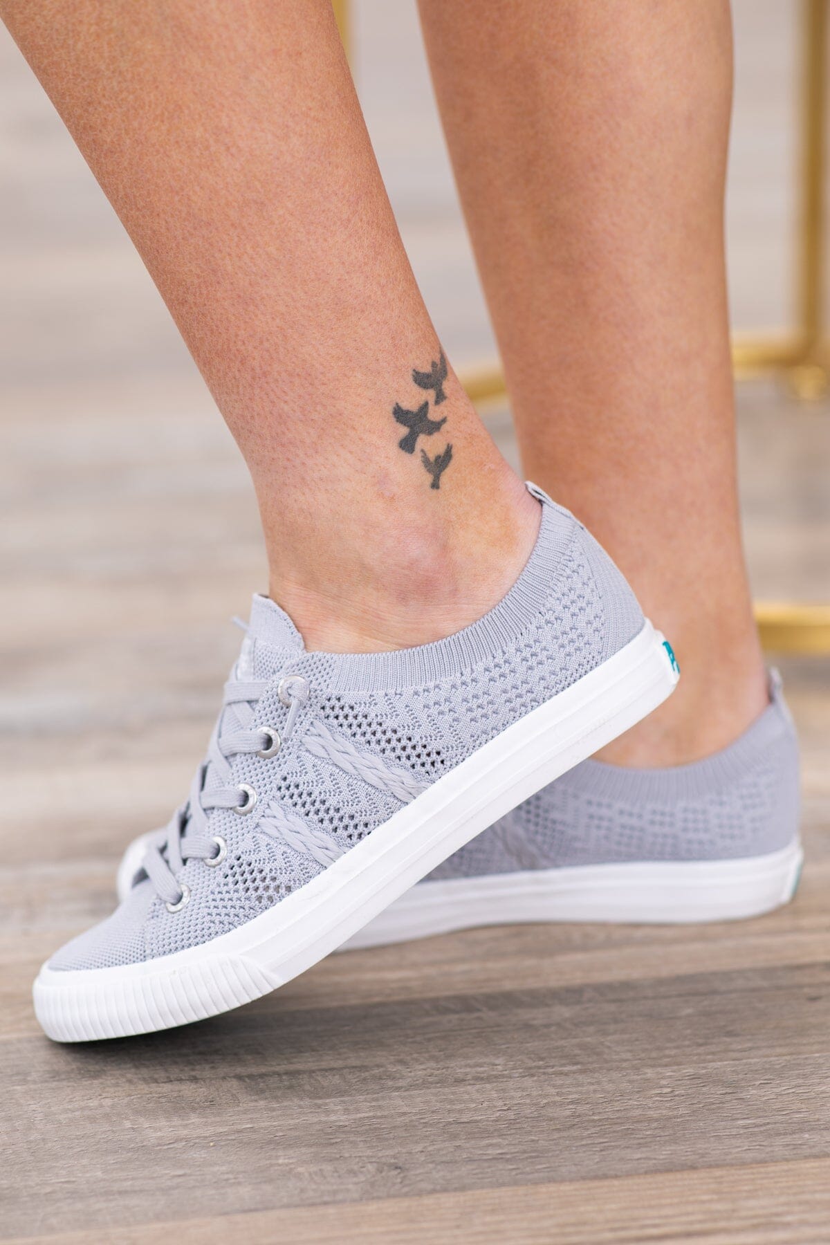 Grey and White Fly Knit Sneakers - Filly Flair