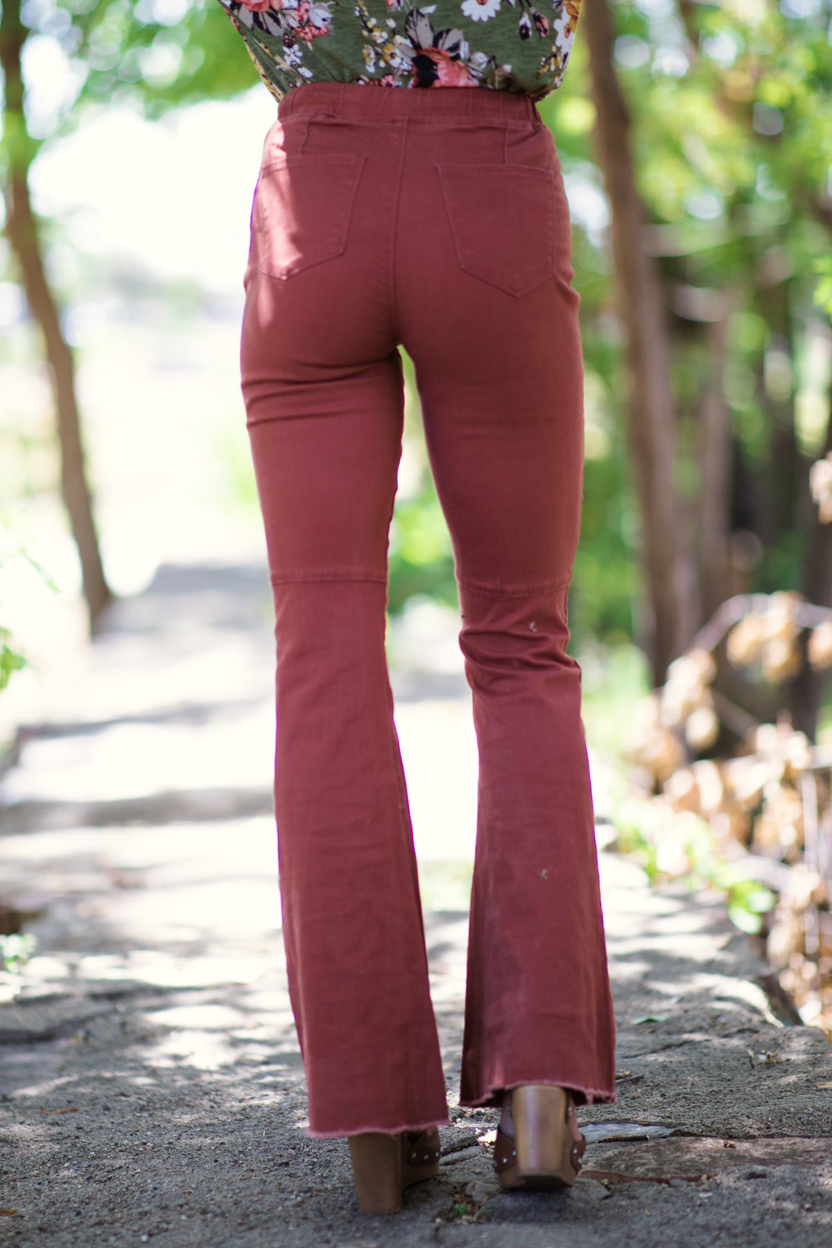 YMI Rust Drawstring Waist Flare Jeans - Filly Flair